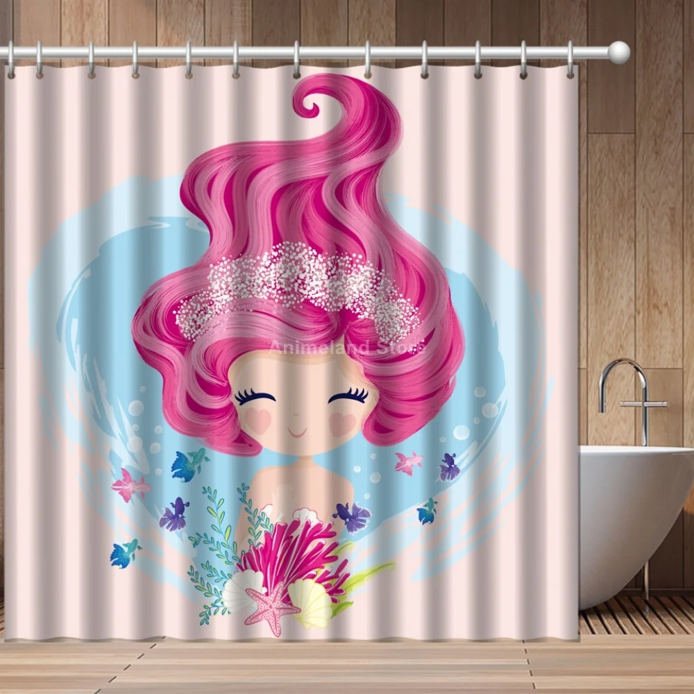 Занавеска для душа с 3D-принтом русалка девочек | Дом и сад