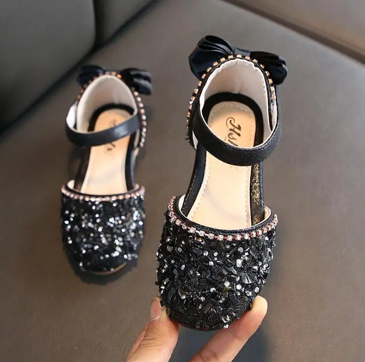 Популярные летние детские повседневные сандалии кожаные туфли принцессы на