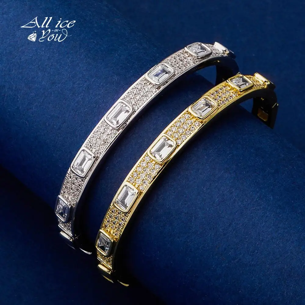 Женский браслет в стиле хип хоп ALLICEONYOU 7 мм круговой из фианита с кристаллами