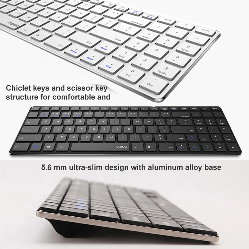 Rapoo Multi-mode Silent Беспроводной клавиатура Мышь комбинации Bluetooth 3,0/4,0 РФ 2,4 г переключаться между 3 устройств связи#9060 м