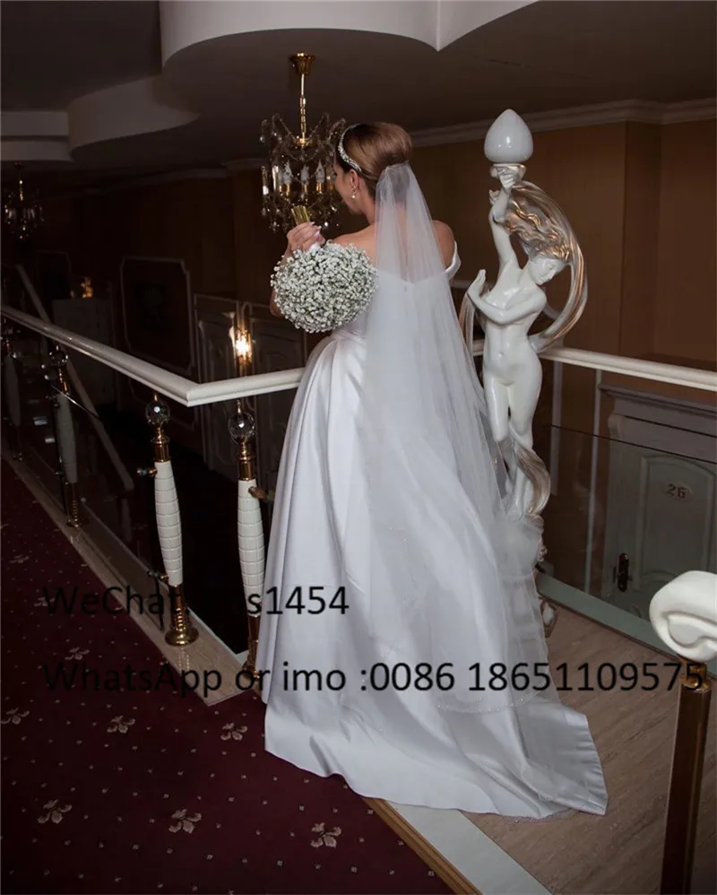 Mbcullyd Classic Satin Wedding Dresses Long 2020 Elegant Off the Shoulder Bride Dress For Women Cheap Plus Size Vestido de noiva | Свадьбы и
