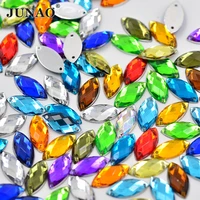 junao 510mm sewing mix color rhinestones horse eye crystal stones flatback acrylic beads sew on fancy strass gems for clothes