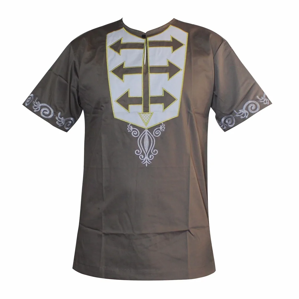 Рубашка мужская африканская стрела узор вышитый Тонкий Топ dashiki для мужчин