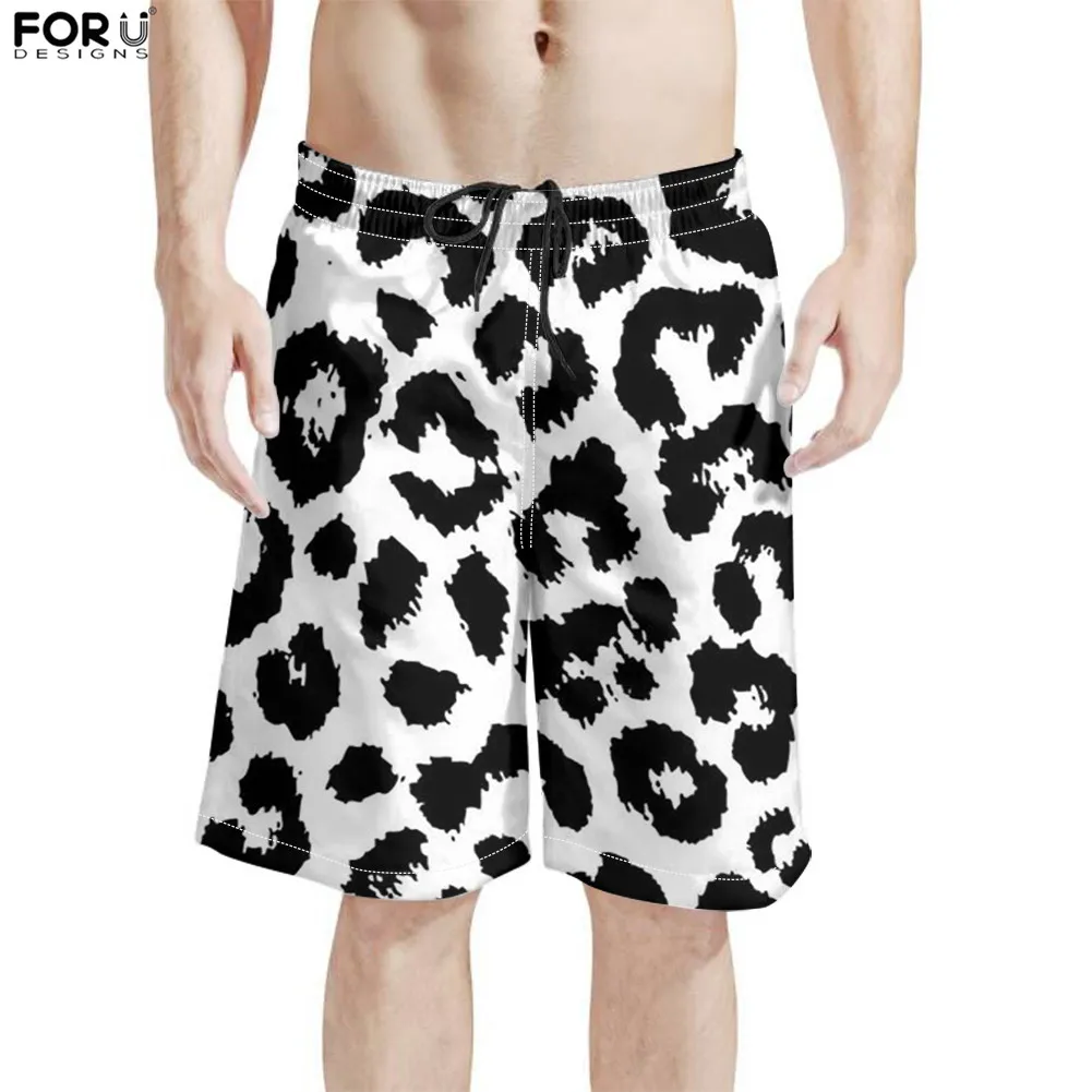 

FORUDESIGNS Black and White Animal Pattern Mens Board Shorts Male Athletic Running Gym Shorts wiming Swimsuit Bermuda Masculina