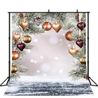 Lyavshi Рождественские шары ветки сосны снег деревянный пол виниловые фотографические фоны для фотостудии