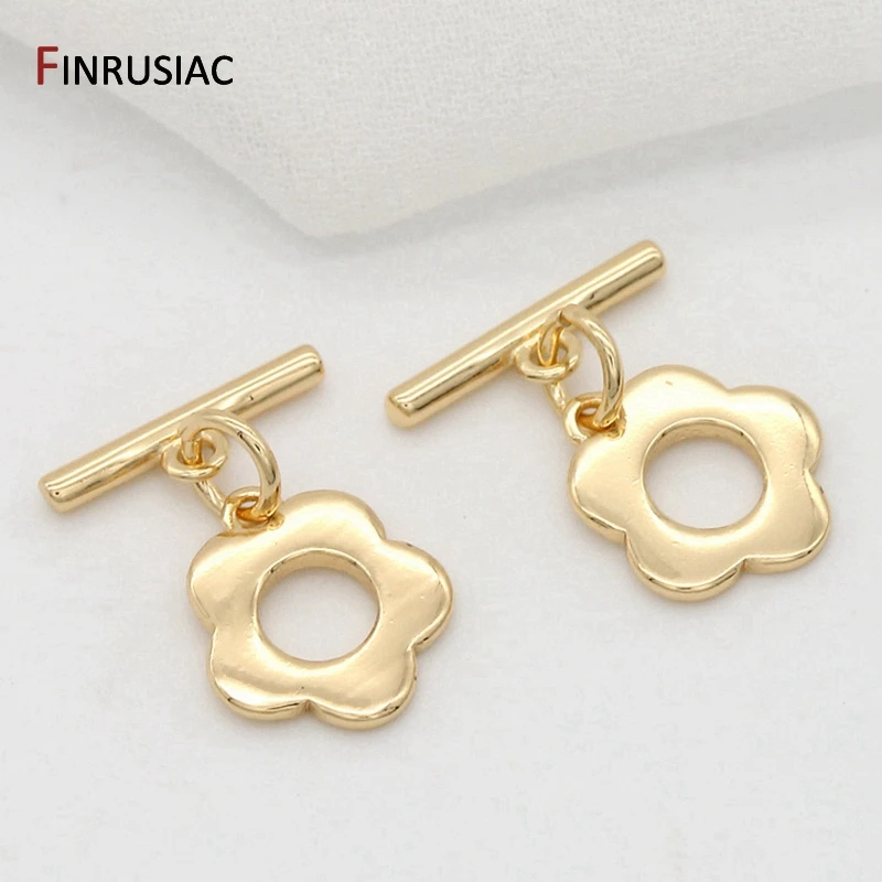 

14K Gold Plated Flower Shape Toggle OT Clasps For DIY Bracelets Necklaces Making End Clasps Connectors Accessories