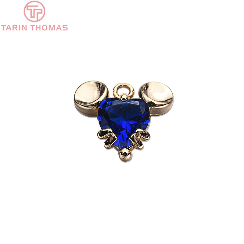 4 шт. подвески-прикрасы "Мышь" с цирконами, покрытые 24-каратным золотом, диаметр 12 мм, высокое качество, для создания украшений своими руками, аксессуары для ювелирных изделий.