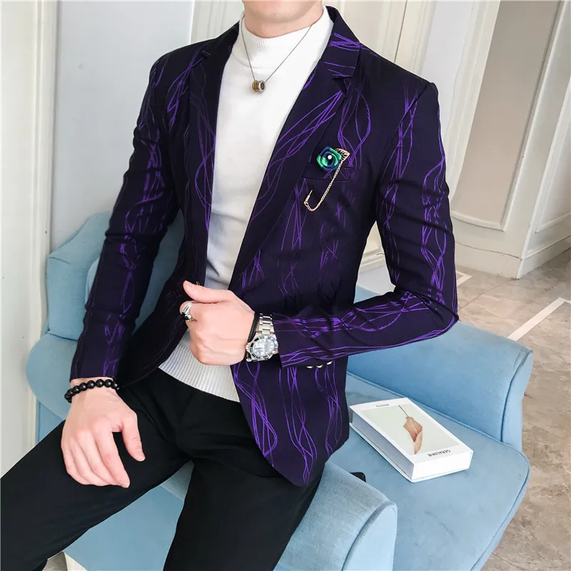 Мужской пиджак с длинным рукавом классический принтом размер 2020 S-XXXL | Мужская