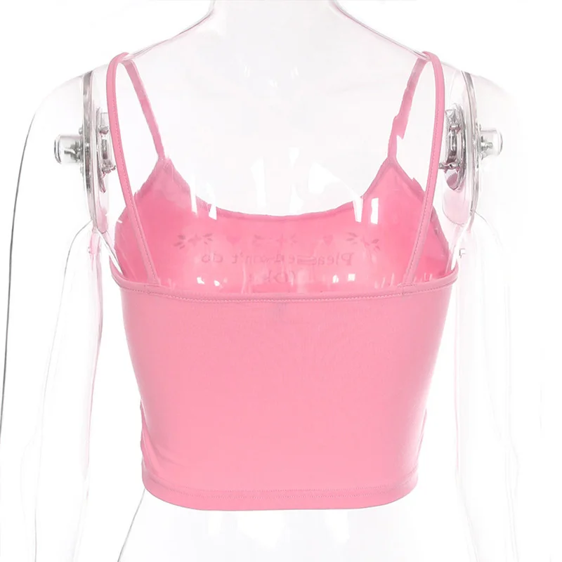 

2020 Women Strappy Cotton Letter Print Tank Tops Vest Summer Sexy Short Crop Tops Camis Tees Tops Ladies