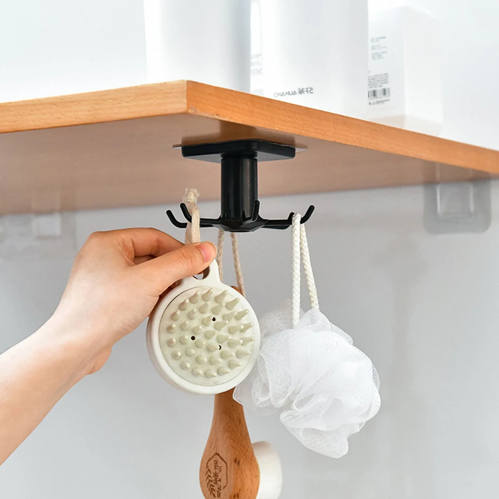 

5 Adjustable Rotating Hooks Holder Hang Kitchen Cabinet Storage Rack Organizer Rack MultiPurpose Hooks Kitchenware Storage Hooks