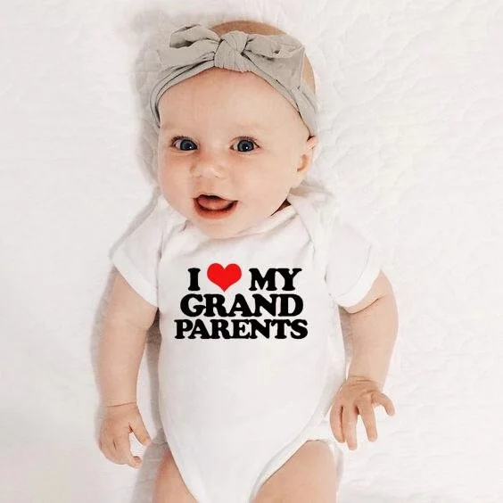 Комбинезон детский хлопковый с надписью I Love My Grand and Ромпер Для новорожденных