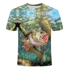 Летние мужские футболки с 3D принтом, модные новые мужские футболки, Забавные футболки, летнее время для рыбалки в дикой природе