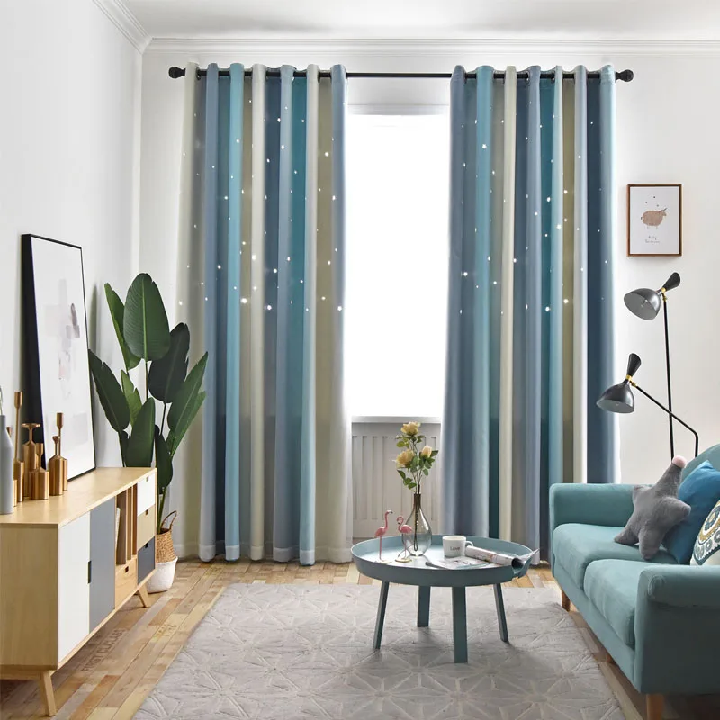 Двухслойная красочная пустая звезда для детской комнаты затемненная драпировка