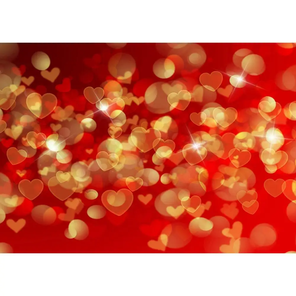 

Красный фон для фотосъемки с изображением сердец и бликов, виниловые тканевые фоны для свадебных влюбленных, Фотофон на День святого Валент...