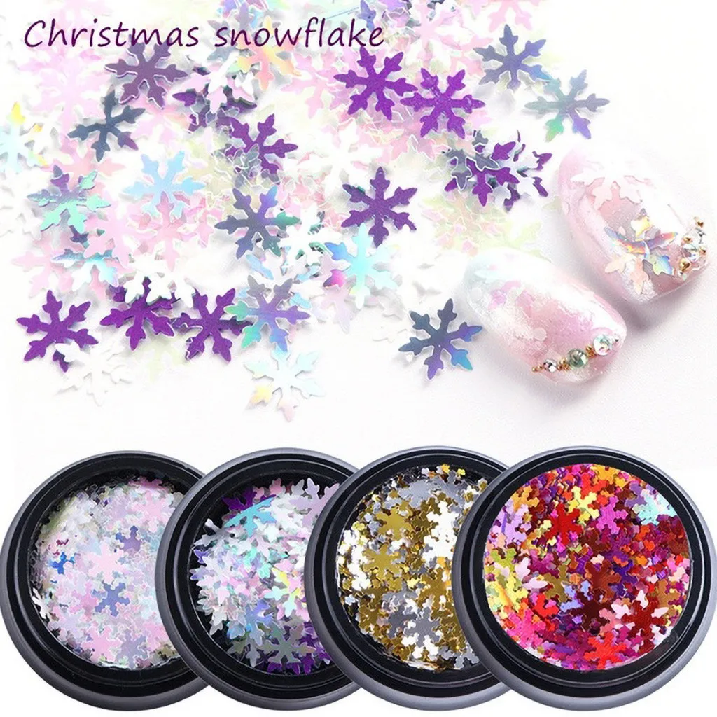 4 коробки открытые золотые блестки для ногтей снежные хлопья смешанные