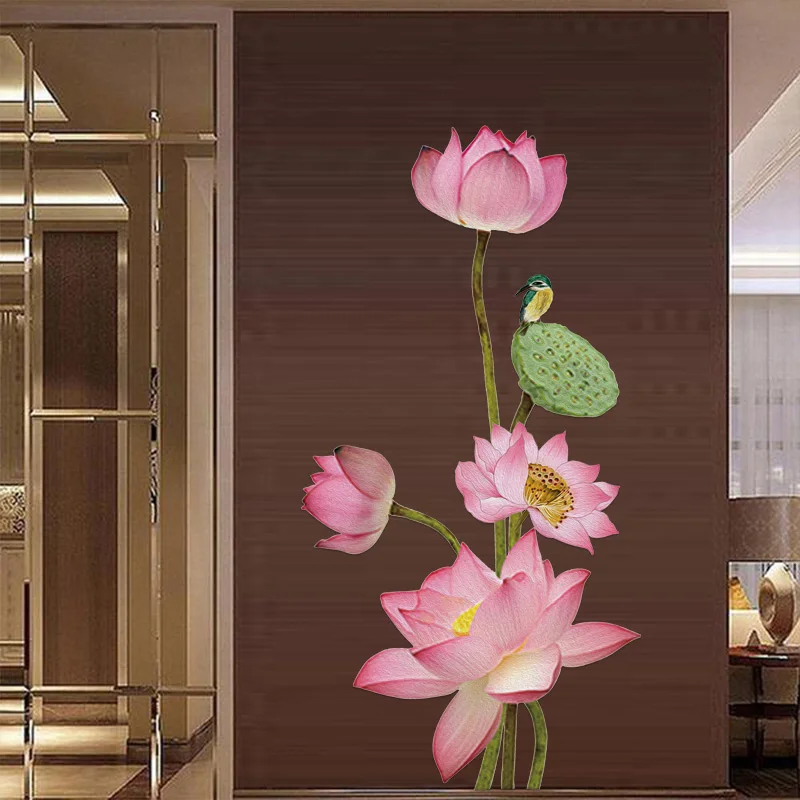 

Lotus Flower Chinese Calligraphy Wall Stickers Vinyl Decal Home Decor Art Mural Living Room Corridor Bedroom Wall Decals