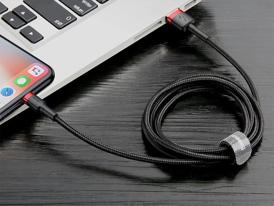 Baseus Освещение USB кабель для iPhone Xs Max Xr X S 2.4A кабель передачи данных для быстрой зарядки для iPhone 8 7 6 iPad мобильный телефон зарядное устройство Шнур
