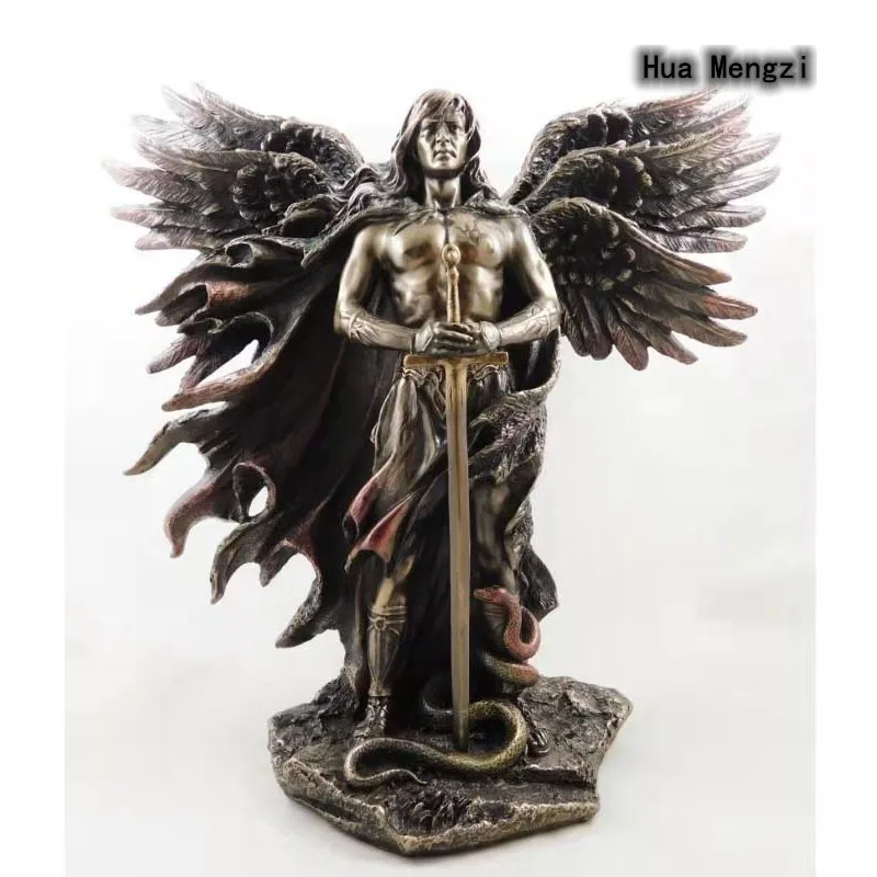 

Resin Decorative Ormament Living Room Decoration Angel with Sword Serpent Big Wings Angel Statue Resin Statues Home Decoration