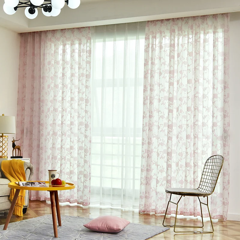 Золотистые и розовые прозрачные Занавески для гостиной пасторальные