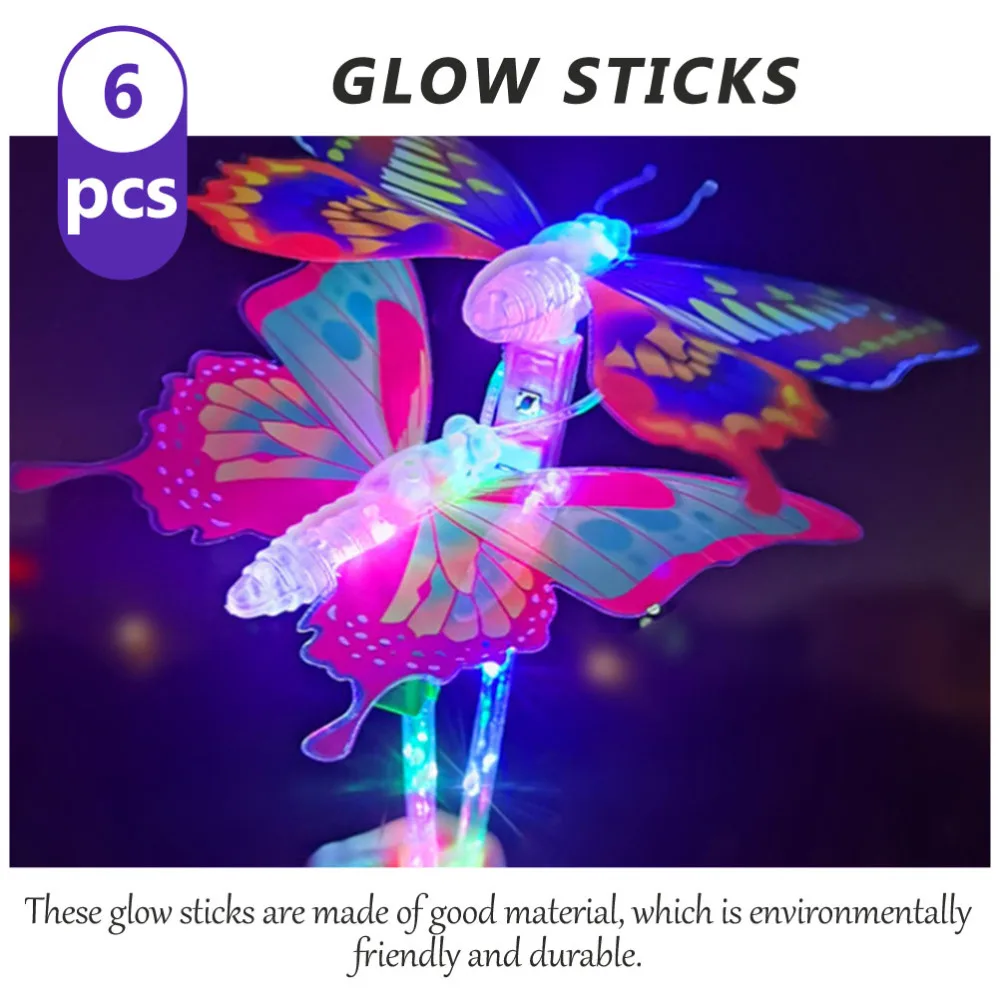 

6Pcs Flashing Stick Lovely Luminous Stick Glowing Rocking Stick Random Color