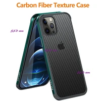 3d carbon fiber texture case for iphone 12 pro max quality metal frame translucent phone cover for iphone 11 12 mini xs max