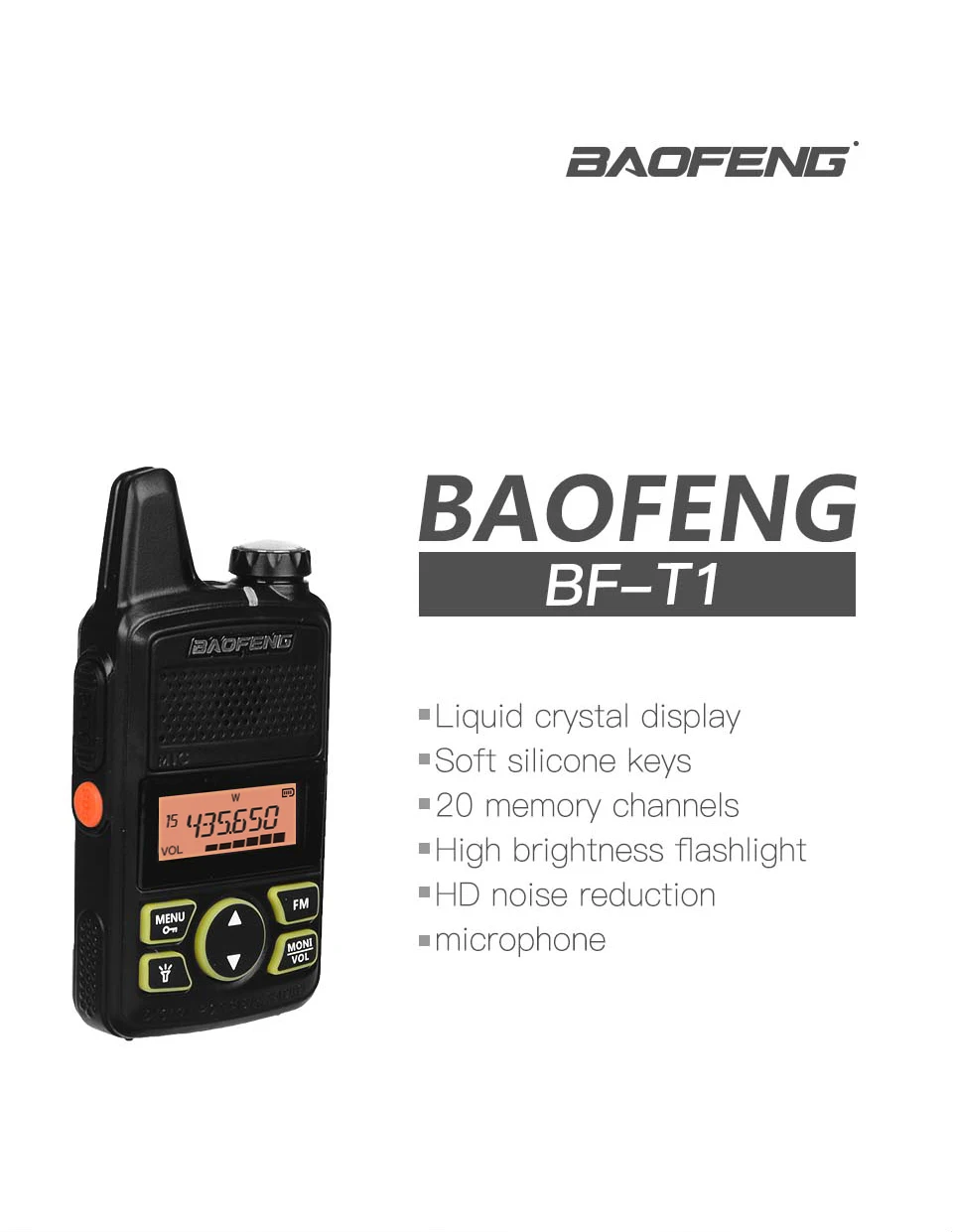 1 шт. мини Baofeng Walkie Talkie 10 км BF-T1 UHF 400-470MHz lcd Портативное двухстороннее радио детская игрушка беспроводной домофон FM Ham радио