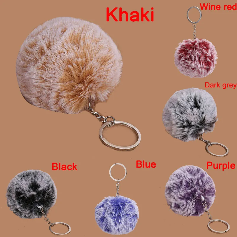Цепочка для ключей женская помпон 1 мяч 2 цвета 8 см из белого меха 3 дюйма |