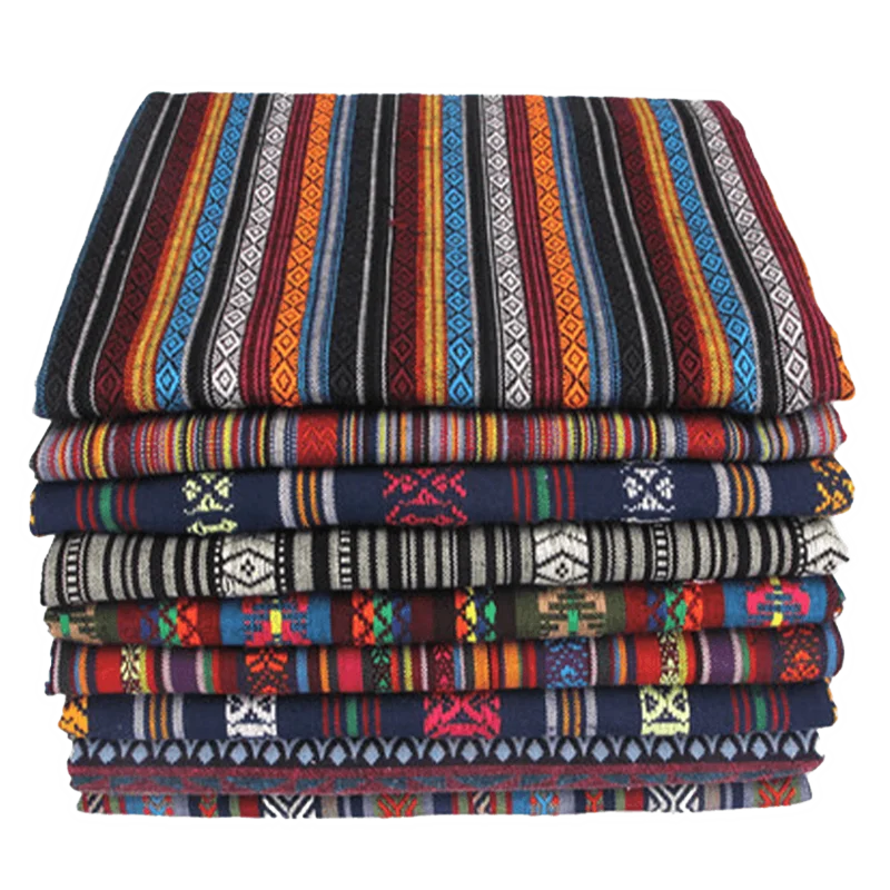 Смешанная ткань из хлопка и полиэстера стиль бохо ретро цветной узор в полоску