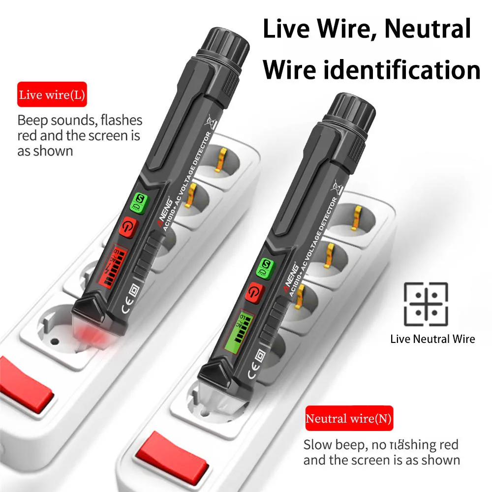 

Intelligent Non-contact Pen AC Voltage Detector Tester Meter with LED Light Indicator Tester 12V-1000v Electrical Test Pen