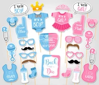 pz102 30pcs baby gender reveal party photobooth props baby shower party supplies decor