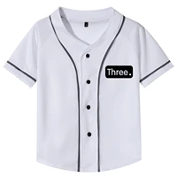 children baseball jersey birthday gift shirt young boy girl solid black white single breasted short sleeve tee teen clothes 2021