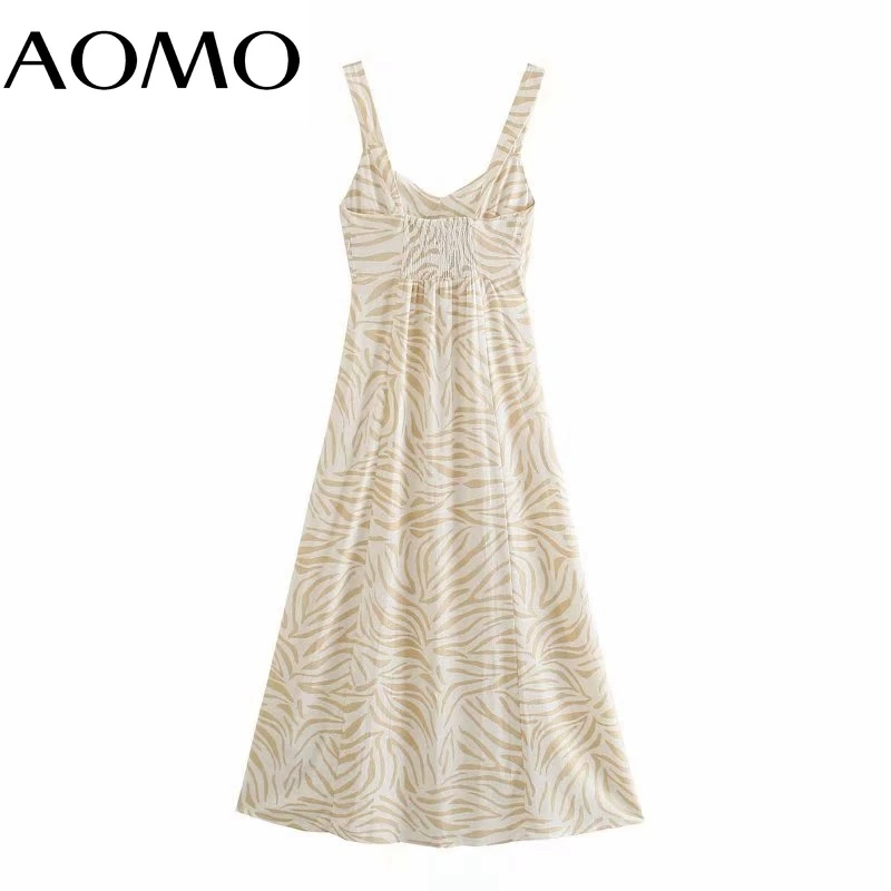 

AOMO Summer Fashion Leopard Print Long Dresses for Women 2021 Female Casual Beach Dress 3H565A