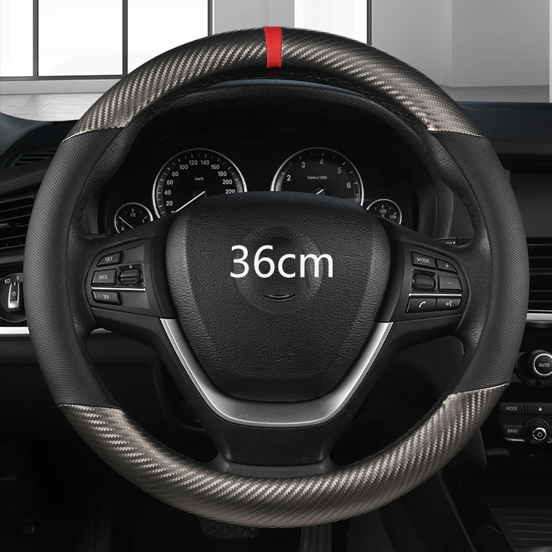 

36cm Leather +Carbon Fiber Car Steering Wheel Cover Size S for Honda Civic Auto Accessories
