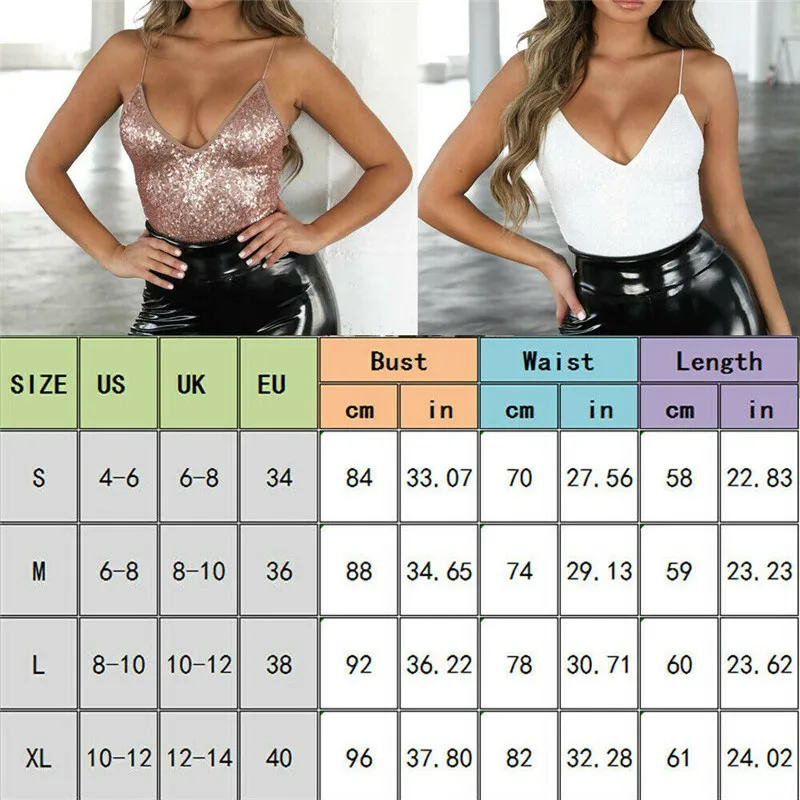 

2020 Spaghetti Strap Backless Slim Glitter Sexy Bodysuit Women Summer Sleeveless Bodycon Holiday Beach Bodysuit Jumpsuits