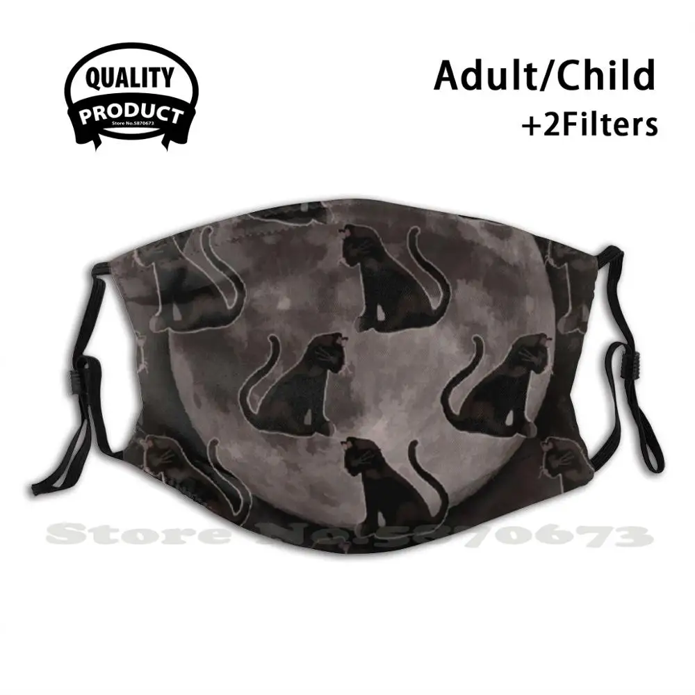 

Маска для лица с эффектом Луны и кошек, многоразовая, моющаяся