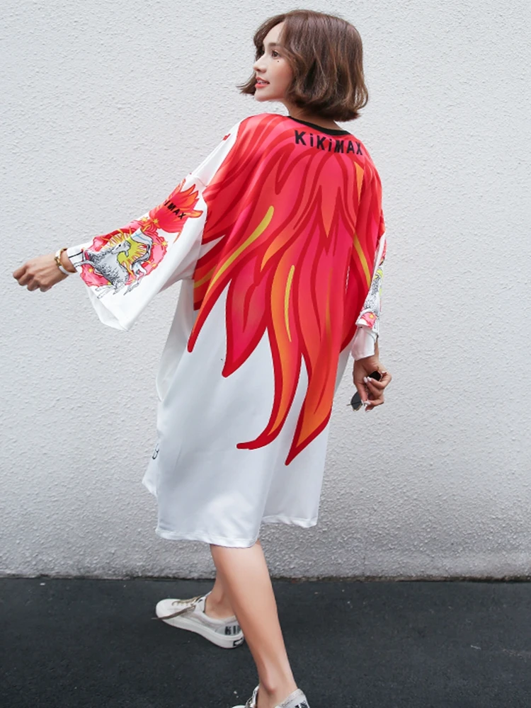 Falda de camisa holgada con estampado de estrella de dibujos animados, ropa para mujer