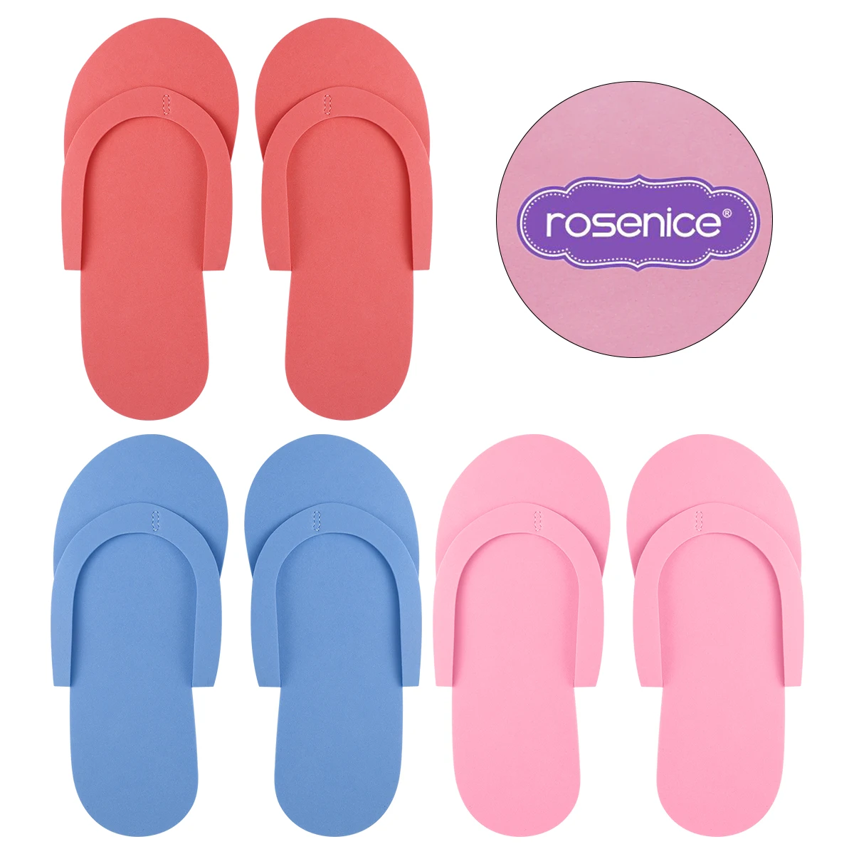 

ROSENICE 36 Pairs Disposable Foam Slippers High Quality Foam Pedicure Flip Flop Slipppers For Salon Spa Pedicure (Random Color)
