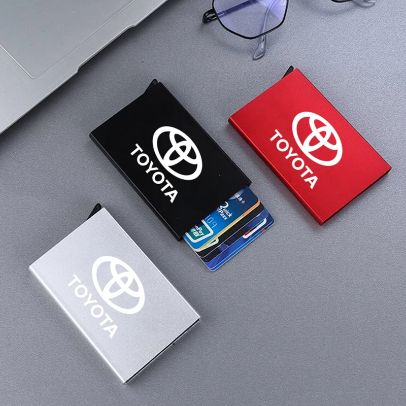 

For Toyota Anti-theft ID Credit Card Holder Thin Aluminium Metal Wallets Pocket Case Credit Card Box Car Accessories