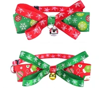 bowknot bell christmas series pets collars cat collar dog pet products plus size sn1760