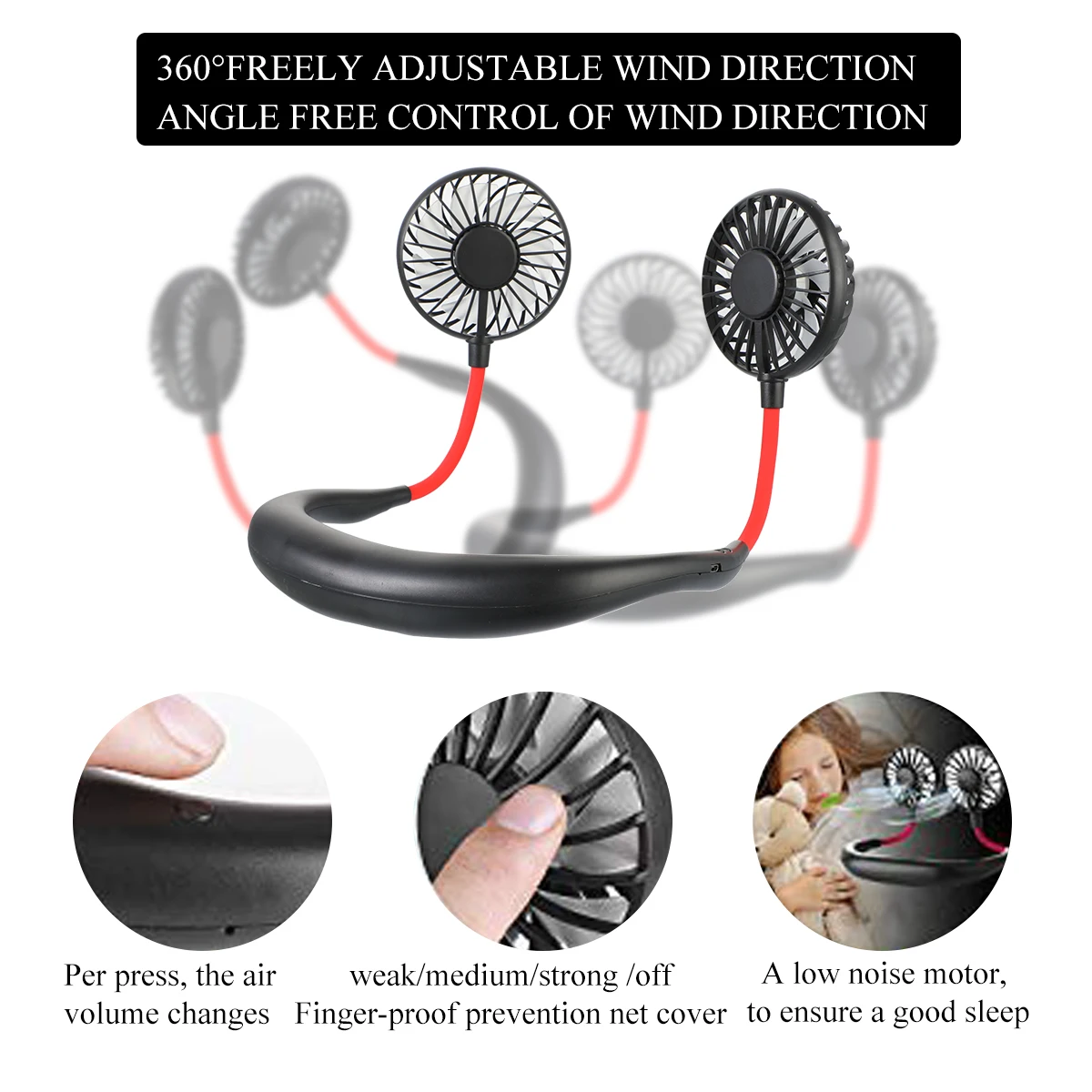 Мини-вентилятор для шеи USB портативный вентилятор шейный платок с перезаряжаемой