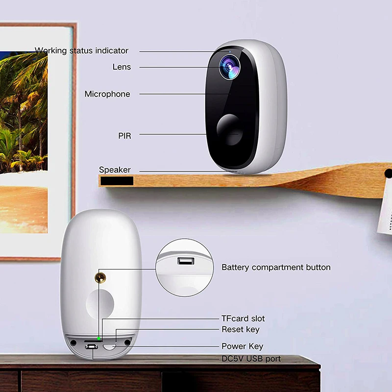 Перезаряжаемые Wi Fi Батарея приведенный в действие Камера 1080P Домашняя