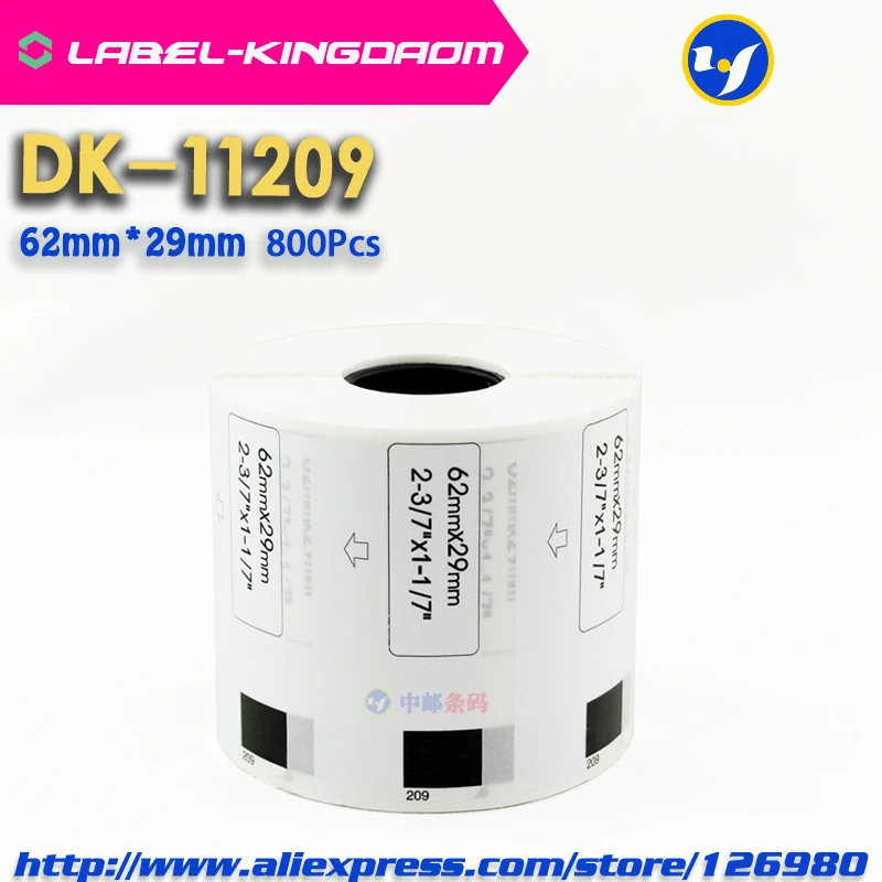 6 рулонов совместимых DK-11209 этикеткой 62 мм * 29 800 шт. совместимы с принтером Brother Label