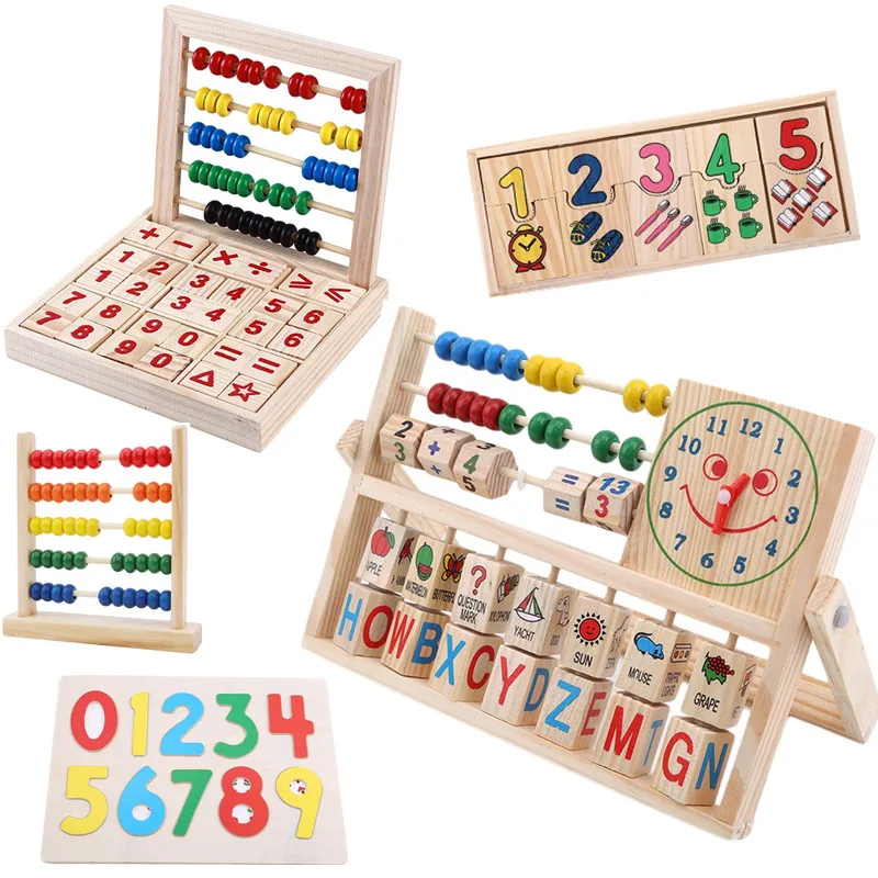 

Multifunction Abacus Learning Stand Wooden Montessori Toys Counting Cognition Board Early Educational Math Toy For Children Gift