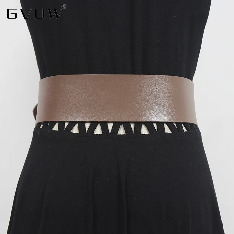 

GVUW Pu Leather Coffee Metal Buckle Wide Long Belt Personality Women New Fashion Tide All-match Spring Autumn 2021 1DE3560