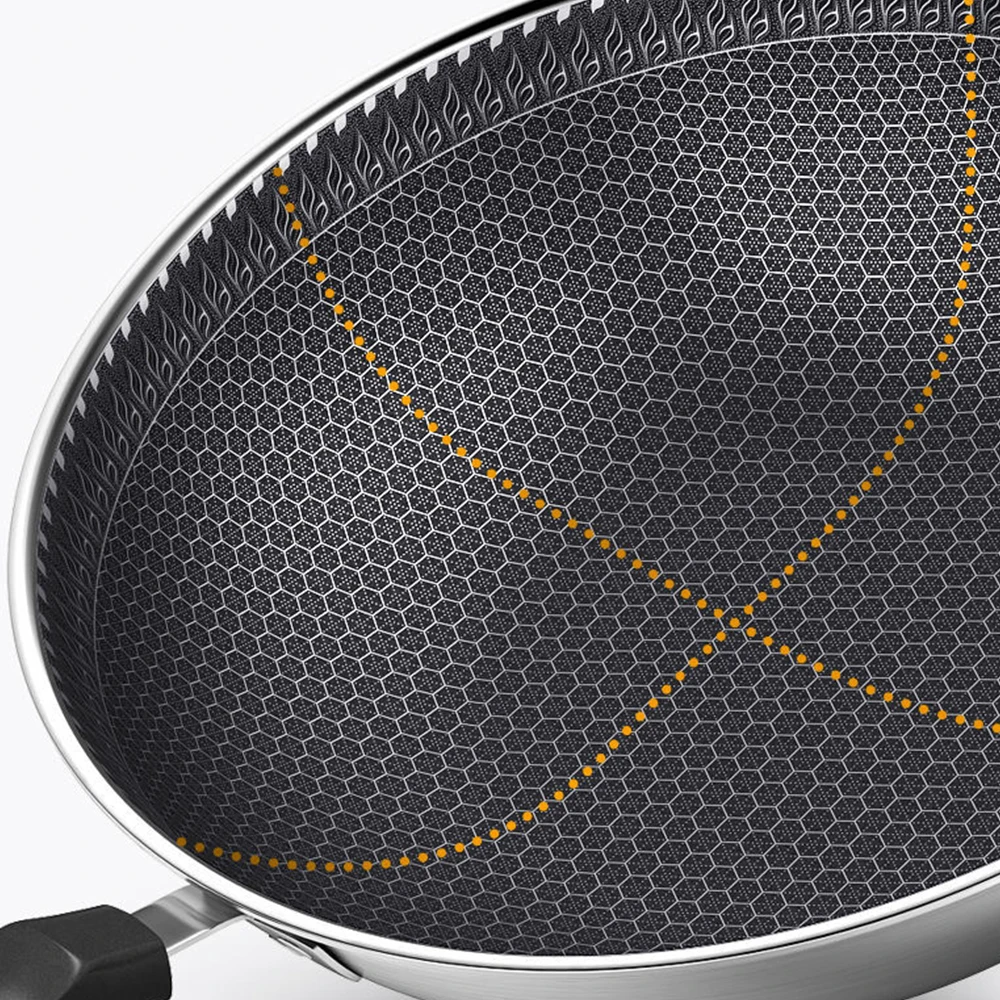 

Non-stick Pan Double-sided Honeycomb 304 Stainless Steel Wok Without Oil Smoke Frying Pan Wok Without Phosphorus KItchen Tools