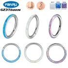 Серьги-кольца из титана G23 для пирсинга, кольцо с откидным шагом с опалом, открытое маленькое ПЕРФОРИРОВАННОЕ украшение для носовой перегородки, хряща тела