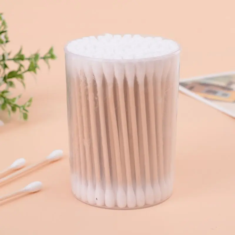 100 шт./коркор. палочки с двойным наконечником из хлопка деревянной ручкой для