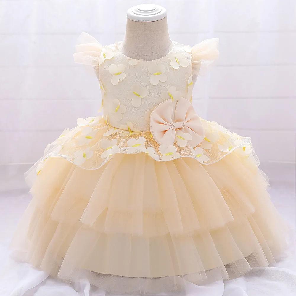 

Girl Champagne Clothing Princess Dress Kid Baby Party Wedding Ballgown Pageant Formal Mini Cute Dresses Clothes Baby Girls