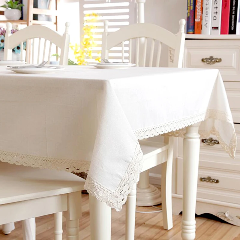 

Thickened White Tablecloth Modern Cotton Linen Lace Dining Table and Tablecloth Washable Party Table Decoration Dining Room