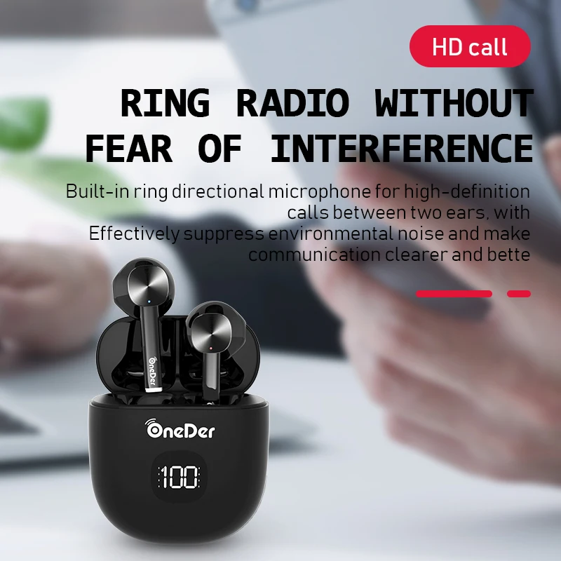 OneDer светодиодный дисплей наушники вкладыши TWS Bluetooth беспроводные игровая